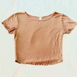 Bozzolo Light Brown Ribbed Crop Top